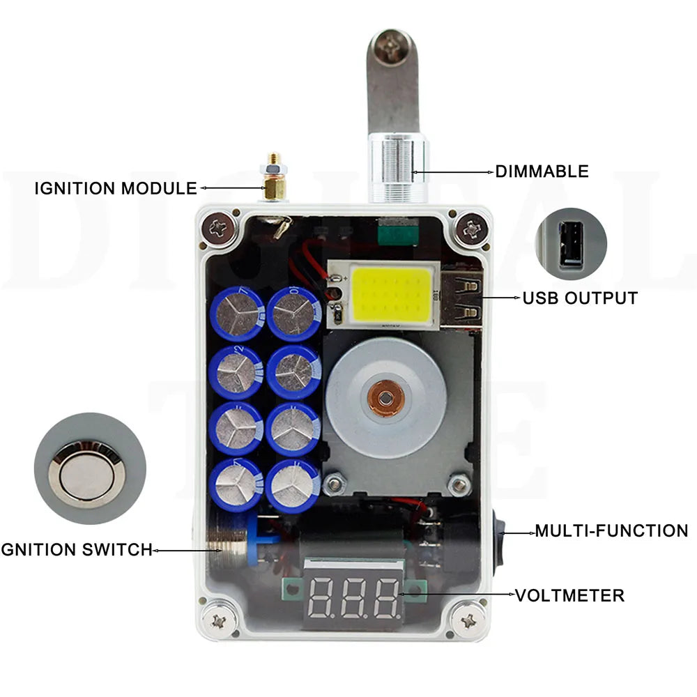 Generatore Manuale USB con Torcia LED
