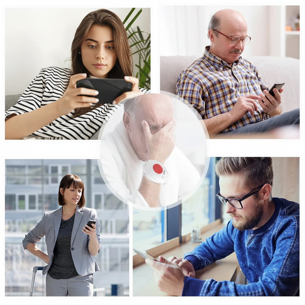 Famiglia che riceve notifiche di emergenza